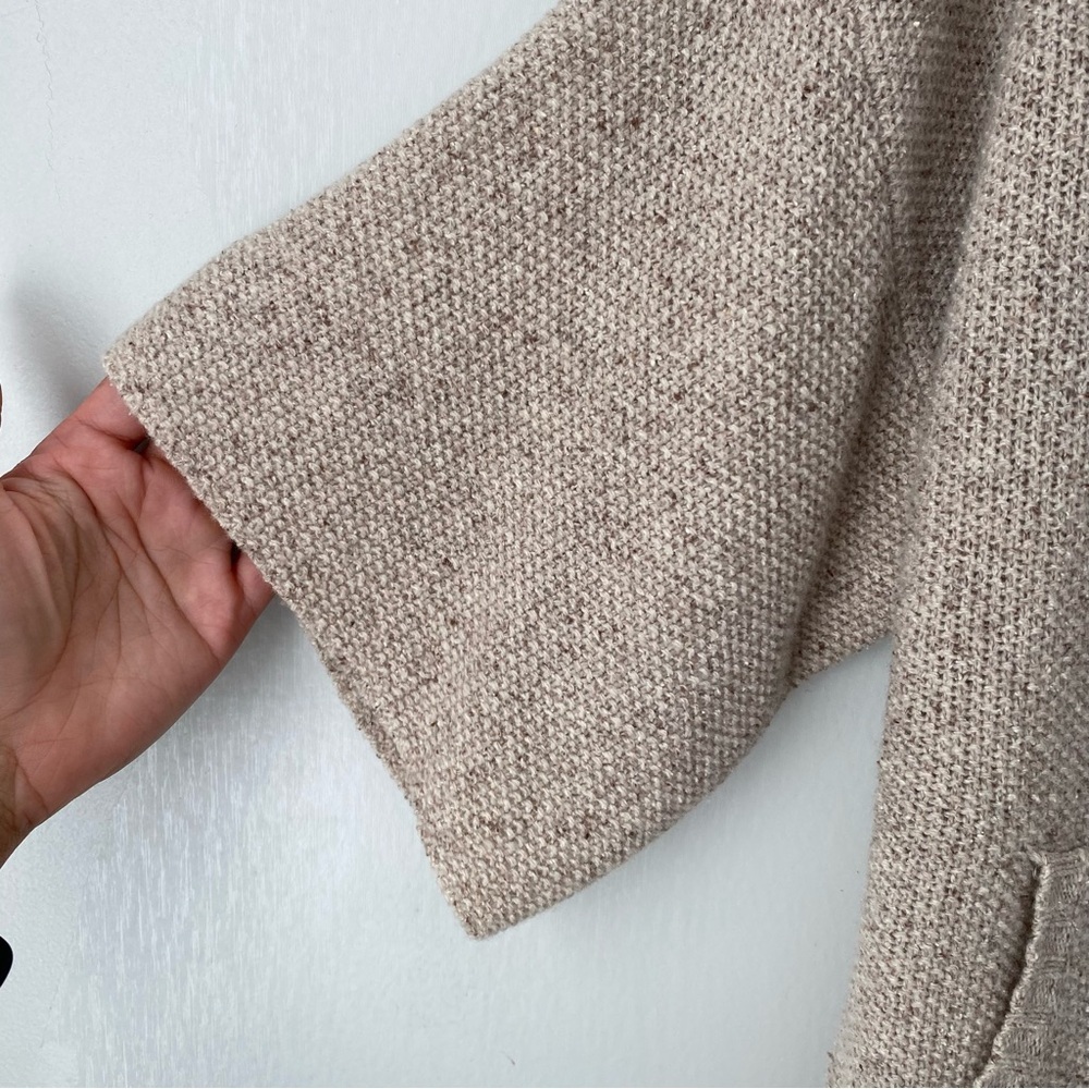Eileen Fisher Wool Silk Knit Open Front Cardigan Sweater Large Petite - Picture 6 of 9
